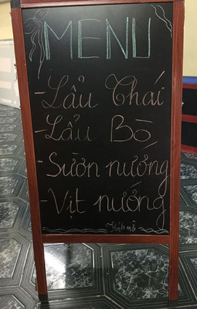 bảng menu chữ a