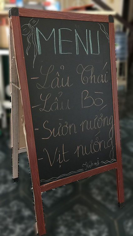 Bảng menu chữ a