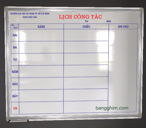 Lịch công tác mẫu 1b