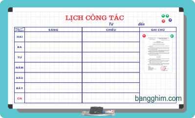 bảng lịch công tác